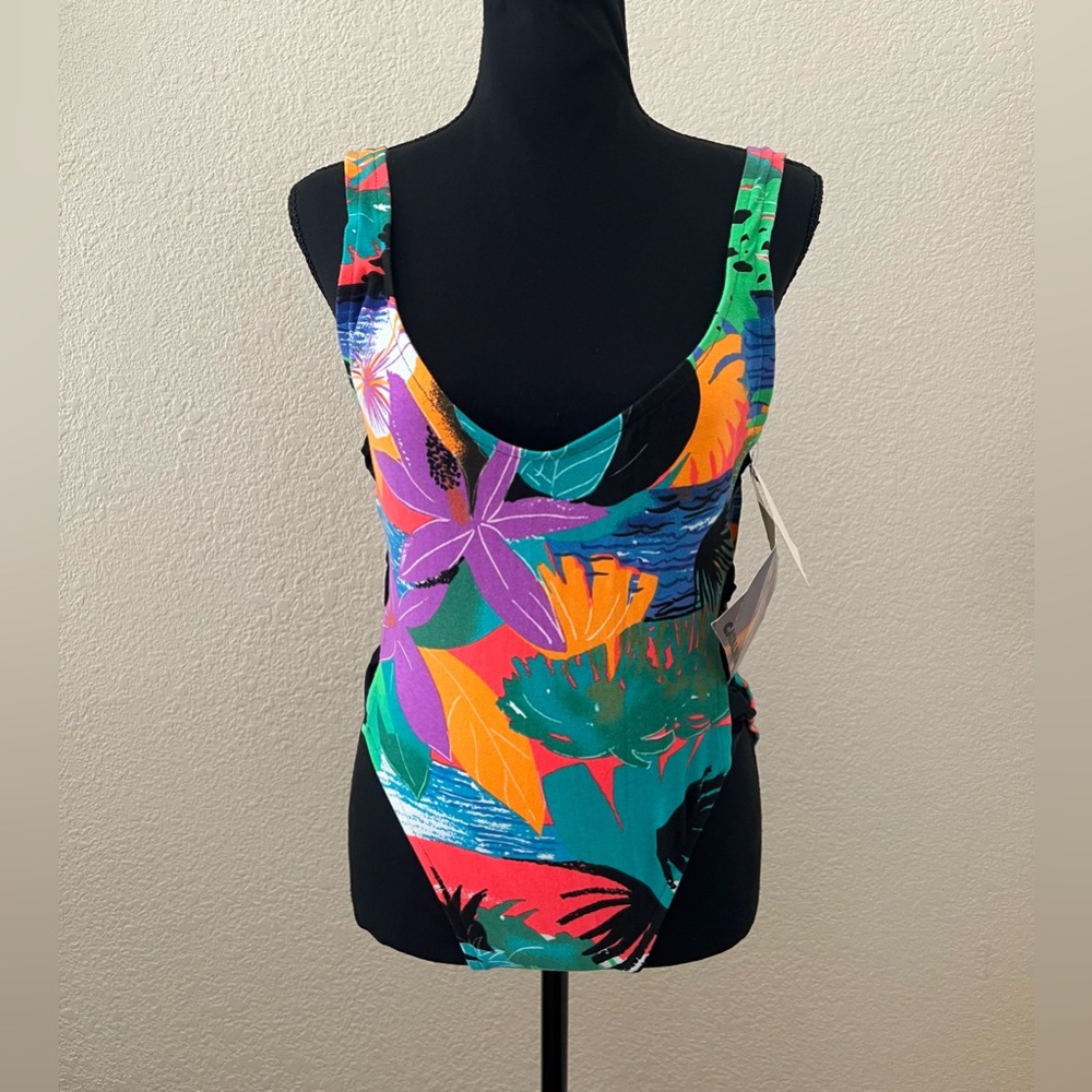 NWT RARE Vintage 1993 Catalina Tropical Print High Cut One Piece Sz Medium